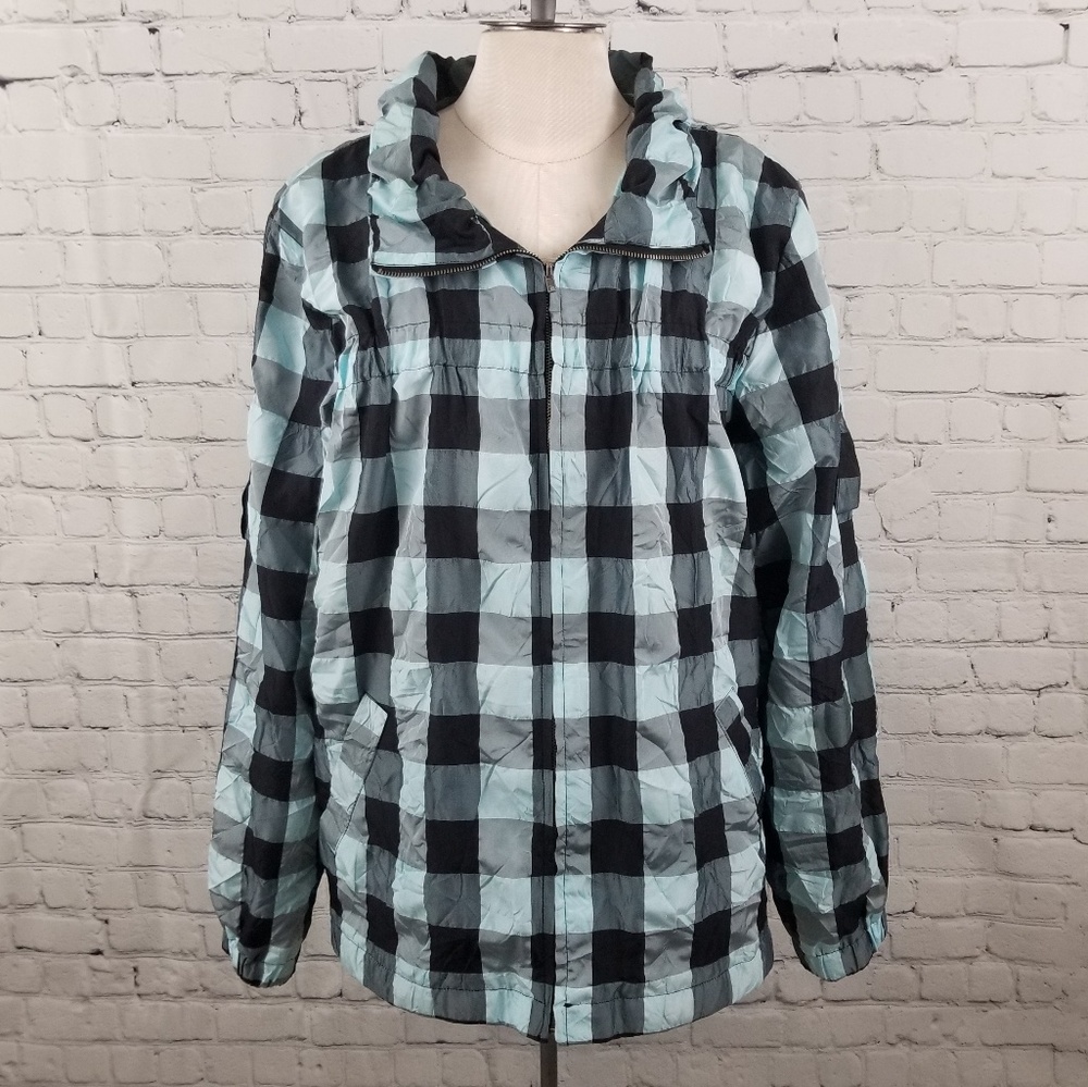 COUPE COLLECTION | blue plaid windbreaker jacket
